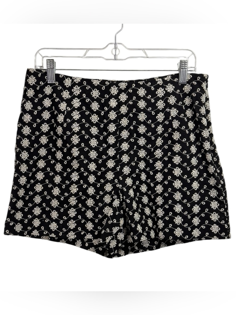 NWT Edit Jason Wu Size 10 Black Shorts Embroidered Floral Eyelet Retro 50s